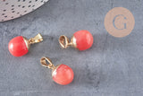 Pendentif goutte jade naturel rouge fer doré 17-19mm, x1 (G3344)