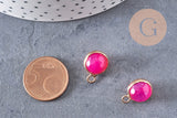 Pendentif goutte jade rose doré facettes, pendentif pierre,jade naturel,pendentif jade,14mm, x2 G3064