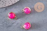 Pendentif goutte jade rose doré facettes, pendentif pierre,jade naturel,pendentif jade,14mm, x2 G3064