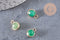 Pendentif goutte jade vert doré facettes,pendentif pierre jade vert naturel,14mm,x2 (G1614)