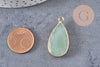 Pendentif goutte jade vert doré, pendentif jade, pendentif pierre,jade naturel, jade vert,jade vert naturel,33mm, x1 G0581