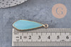 Pendentif goutte jade vert turquoise doré, pendentif pierre,jade naturel, jade vert,36mm, x1 G2724
