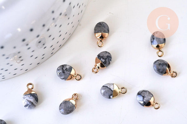 Pendentif goutte jaspe Picasso,pendentif bijoux,jaspe Picasso naturel,pendentif pierre naturelle,14mm, x2 (G5631)