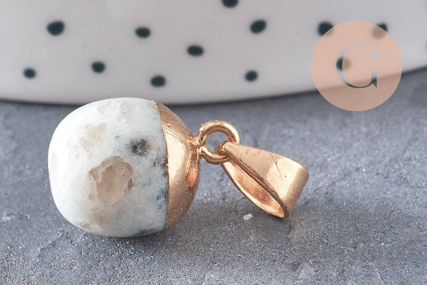 Pendentif goutte jaspe sésame doré, fournitures créatives, pendentif pierre,jaspe sésame naturel,17-19mm, x1 G3904