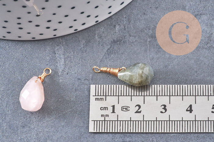 Pendentif goutte labradorite amazonite améthyste lapis naturel 16mm, x1 (G4439)