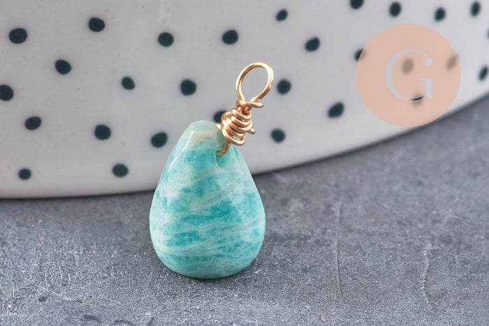 Pendentif goutte labradorite amazonite améthyste lapis naturel 16mm, x1 (G4439)