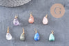 Pendentif goutte labradorite amazonite améthyste lapis naturel 16mm, x1 (G4439)