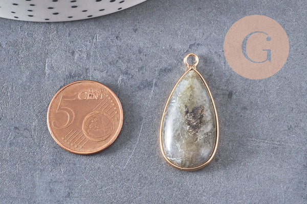 Pendentif goutte labradorite naturelle 33mm, Pendentif création bijoux pierre, x1, G1470
