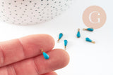 Pendentif goutte laiton brut émail bleu, laiton doré, pendentif goutte,création bijoux,11mm, x10 G0806