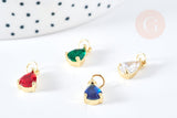 Pendentif goutte laiton doré zircon coloré 11.5mm,pendentif cristal, pendentif doré cristal, création bijoux, x1 G3836