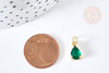 Pendentif goutte laiton doré zircon coloré 11.5mm,pendentif cristal, pendentif doré cristal, création bijoux, x1 G3836