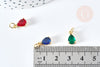 Pendentif goutte laiton doré zircon coloré 11.5mm,pendentif cristal, pendentif doré cristal, création bijoux, x1 G3836