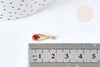 Pendentif goutte laiton doré zircon cristal rouge 17.5mm, x1 (G8435)