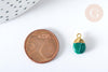 Pendentif goutte malachite naturelle argent 925 doré 18K 20mm, x1 G7718