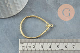 Pendentif goutte martelé laiton brut, breloque laiton brut,création bijoux,pendentif laiton brut,41.5mm, X2 (G3658)