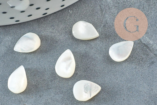 Pendentif goutte nacre naturelle,perle goutte,nacre naturelle,coquillage noir,création bijoux,9.5mm, x5 G6691