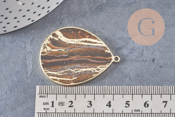 Pendentif goutte œil de tigre naturel 41mm, x1 (G6280)