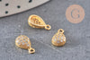 Pendentif goutte or cristal zircon, pendentif doré cristal, bijou doré,10.5mm, x1 (G2740)