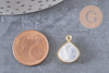 Pendentif goutte pierre de lune naturelle scuptée argent 925 doré 18K 14mm, x1 (G10841)