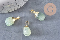 Pendentif goutte préhnite facetté doré, bijou pierre,pendentif pierre, préhnite naturelle, bijoux pierre,19-21mm, x1 G5037