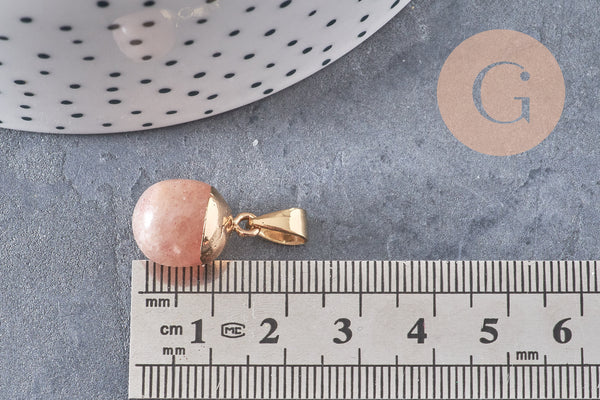 Pendentif goutte quartz fraise, Pendentif bijoux pierre naturelle quartz naturel,17-19mm x1 G3611