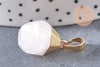 Pendentif goutte quartz rose naturel facetté laiton doré 19-21mm x1 (G3905)