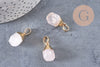Pendentif goutte quartz rose naturel facetté laiton doré 19-21mm x1 (G3905)