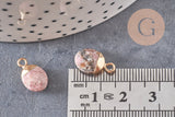 Pendentif goutte rhodonite naturelle fer doré 14mm, x2 (G10276)