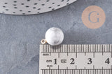 Pendentif goutte rond howlite naturelle, support doré, pendentif pierre naturelle, 14mm, x1 (G4703)