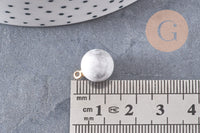 Pendentif goutte rond howlite naturelle, support doré, pendentif pierre naturelle, 14mm, x1 (G4703)