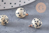 Pendentif goutte rond jaspe dalmatien naturel, support doré, création bijoux pierre naturelle,14mm, x1 (G4488)