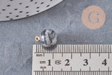 Pendentif goutte rond jaspe netstone gris support doré, création bijoux pierre naturelle, pendentif pierre naturelle, 14mm, x1, G4563
