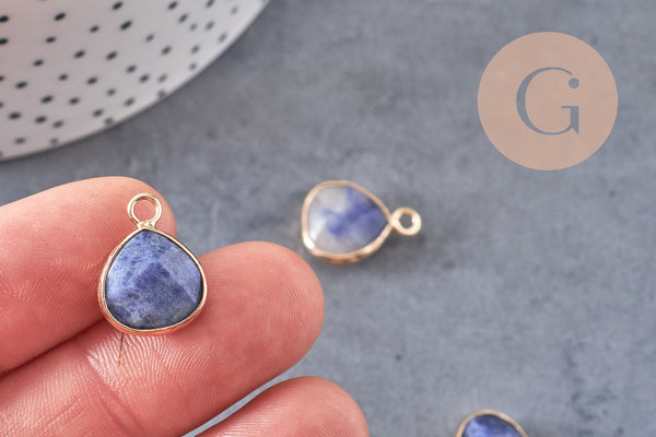 Pendentif goutte sodalite bleue, fournitures créatives,pendentif bijoux, pendentif pierre, sodalite naturelle, 18mm, x1 G0162