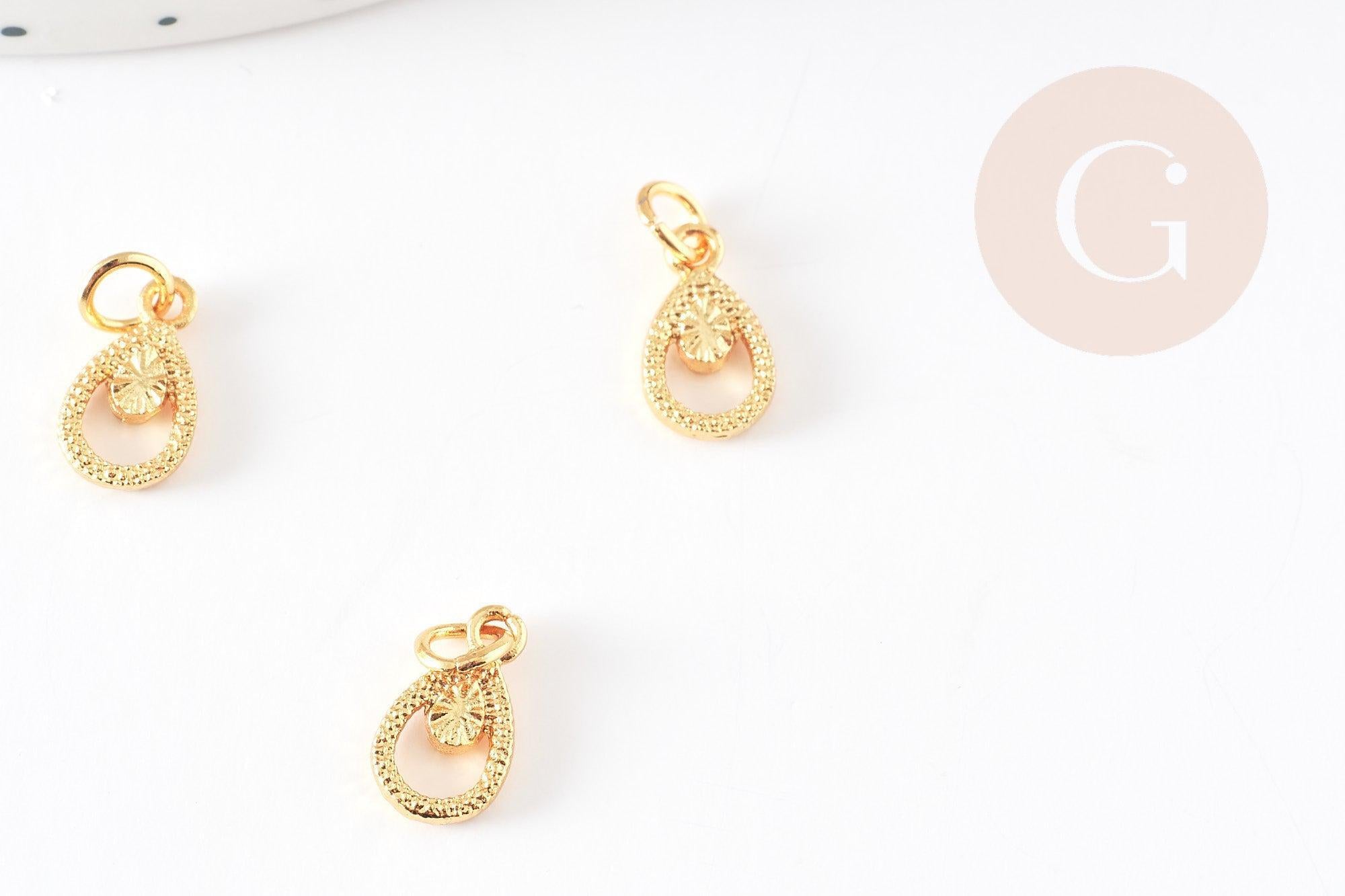 Pendentif goutte zamac doré,fournitures créatives, sans nickel,perle géométrique,10mm, x5 G5459