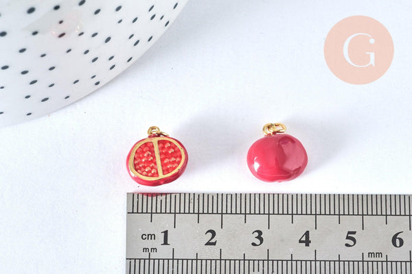Pendentif grenade doré 18K ,pendentif fruit création bijoux, pendentif fruit, pendentif doré, 13,3mm, G6883