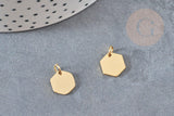Pendentif hexagone acier doré inoxydable 11.5mm, x1 (G6118)