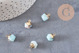 Pendentif hexagone amazonite 11mm,pendentif pierre amazonite naturel pour création bijoux, x 2-G0552
