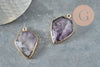 Pendentif hexagone améthyste,Pendentif pierre violet, pierre naturelle,pendentif améthyste, améthyste naturelle,30mm, x1 G1405