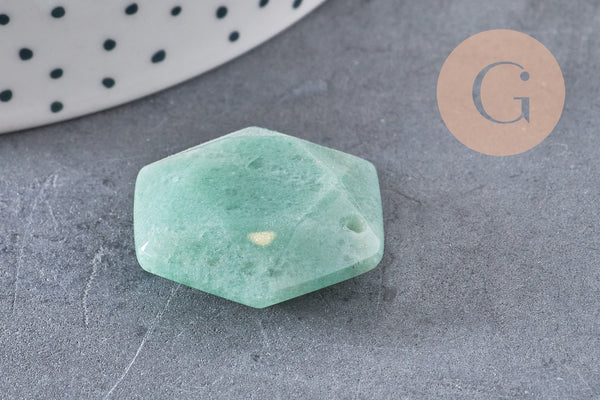 Pendentif hexagone aventurine, pendentif pierre, aventurine naturelle, 29mm x1 (G1444)