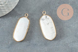 Pendentif hexagone howlite naturel 37mm, création bijou pierre naturelle,bijou pierre, howlite naturelle, x1 G1960