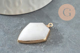 Pendentif hexagone jade blanc,Pendentif bijoux,pierre jade blanc,pierre naturelle,pendentif jade, jade naturel,30mm, x1 G1619