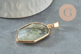Pendentif hexagone labradorite naturelle 30mm, x1 (G1473)
