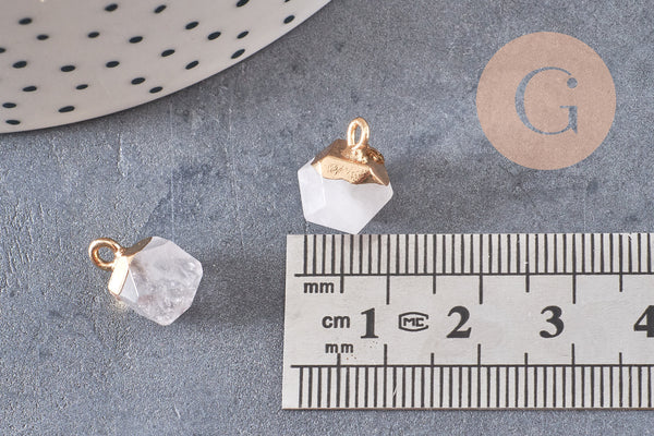 Pendentif hexagone quartz ,pendentif pierre cristal de roche naturel,pendentif quartz ,11mm, x1 G7866