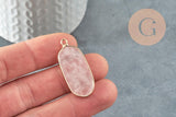 Pendentif hexagone quartz rose naturel 37mm, x1 (G2819)