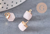 Pendentif hexagone quartz rose11mm, pendentif pierre quartz rose naturel pour création bijoux, x2-G0207