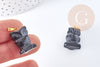 Pendentif hibou agate noir support doré 23mm, pendentif pierre création bijoux, x1, G8639