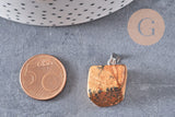 Pendentif jaspe paysage roulé acier platine, pendentif pierre acier inoxydable, bijou pendentif pierre naturelle,15-35mm, x1, G5504