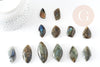 Pendentif labradorite, support argenté, pierre labradorite naturelle, 21-43mm, x1 (G2338)
