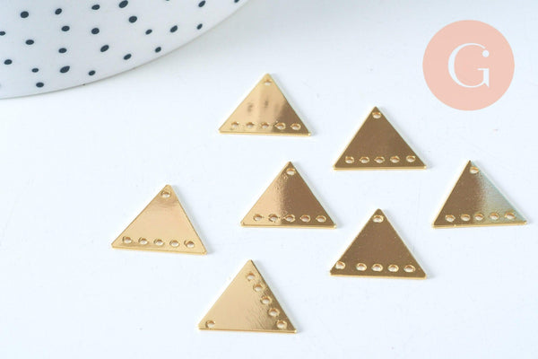 Pendentif laiton doré chandelier triangle 18K 15.5mm, un pendentif doré pour bijoux géométriques, x1 (G6260)