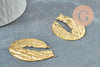Pendentif laiton doré goutte évidée martelé, breloques laiton brut sans nickel pour création bijoux géométrique,42mm, X2 (G4679)